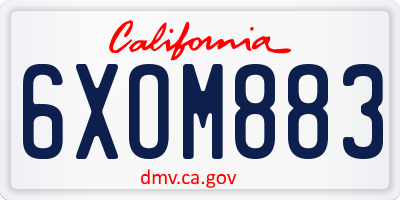 CA license plate 6XOM883