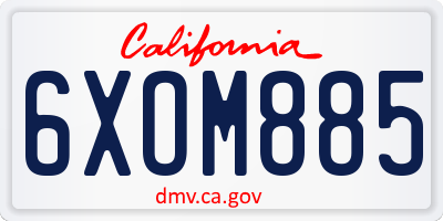 CA license plate 6XOM885