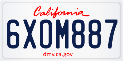 CA license plate 6XOM887