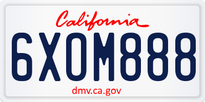 CA license plate 6XOM888