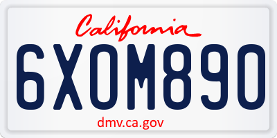 CA license plate 6XOM890