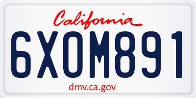 CA license plate 6XOM891