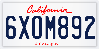 CA license plate 6XOM892
