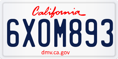 CA license plate 6XOM893