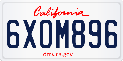 CA license plate 6XOM896