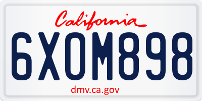 CA license plate 6XOM898