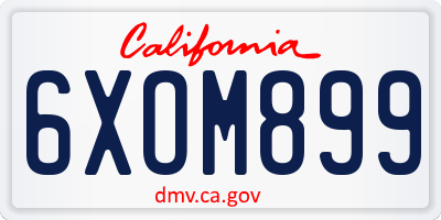 CA license plate 6XOM899