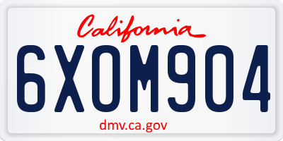 CA license plate 6XOM904