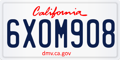 CA license plate 6XOM908