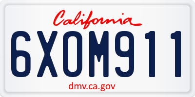 CA license plate 6XOM911