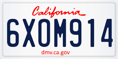 CA license plate 6XOM914