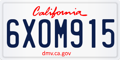 CA license plate 6XOM915