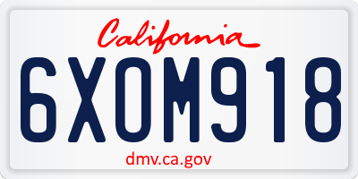 CA license plate 6XOM918