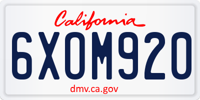 CA license plate 6XOM920