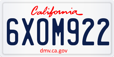 CA license plate 6XOM922