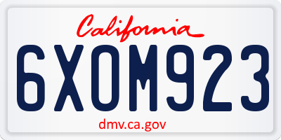CA license plate 6XOM923