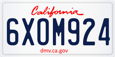 CA license plate 6XOM924