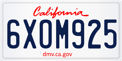 CA license plate 6XOM925