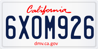 CA license plate 6XOM926