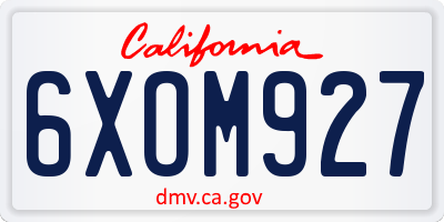 CA license plate 6XOM927