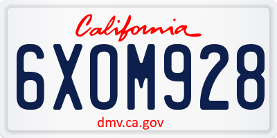 CA license plate 6XOM928