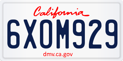 CA license plate 6XOM929