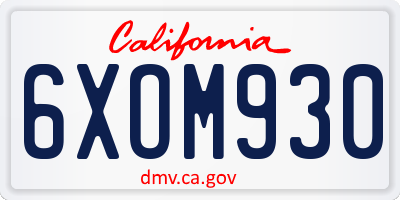CA license plate 6XOM930