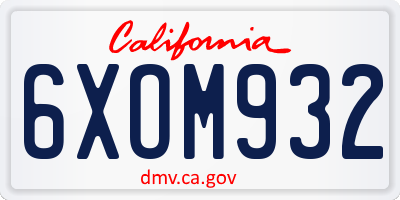CA license plate 6XOM932