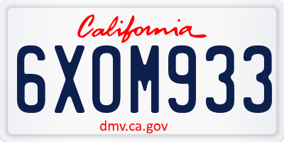 CA license plate 6XOM933