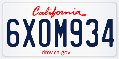 CA license plate 6XOM934