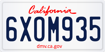 CA license plate 6XOM935