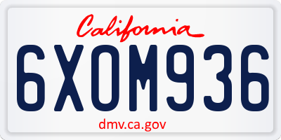 CA license plate 6XOM936