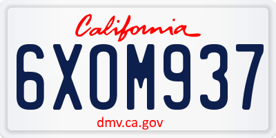 CA license plate 6XOM937