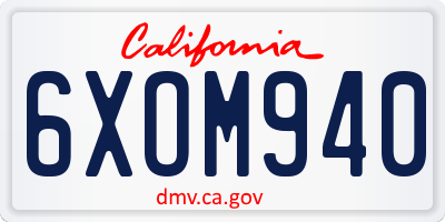 CA license plate 6XOM940