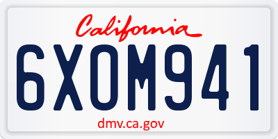 CA license plate 6XOM941