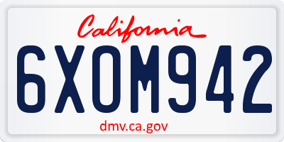 CA license plate 6XOM942