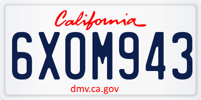CA license plate 6XOM943