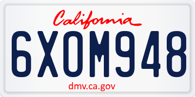 CA license plate 6XOM948