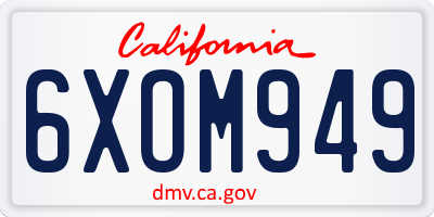 CA license plate 6XOM949