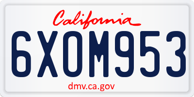 CA license plate 6XOM953