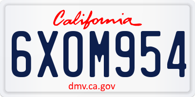 CA license plate 6XOM954