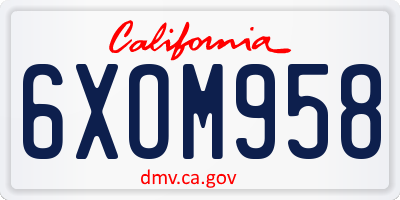 CA license plate 6XOM958