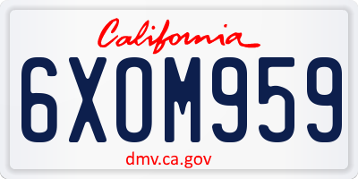 CA license plate 6XOM959