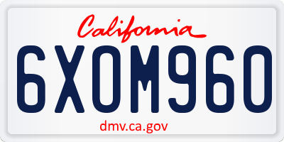 CA license plate 6XOM960