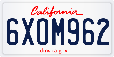 CA license plate 6XOM962