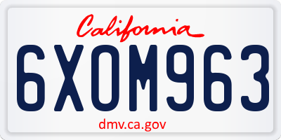 CA license plate 6XOM963