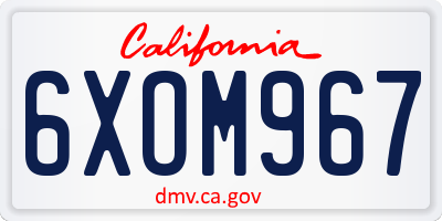 CA license plate 6XOM967
