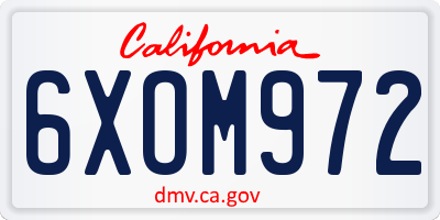 CA license plate 6XOM972