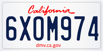 CA license plate 6XOM974