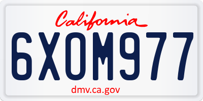 CA license plate 6XOM977